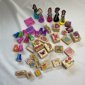 Lot Of‎ 45 Mattel Barbie Stamps & Wooden Rubber Stamps Crafts Art Girlie Fun